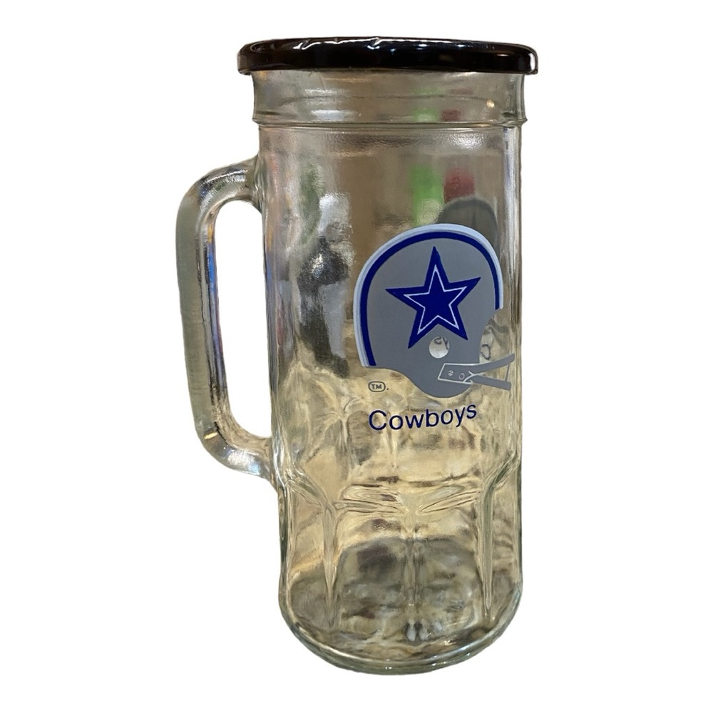 Vintage 1970s Dallas Cowboys Fisher Peanuts Glass Beer Mug Stein NFL
